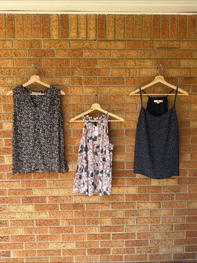 LOFT 3-piece bundle Small 2 camis+1 sleeveless blouse, incl. 1 NWT!